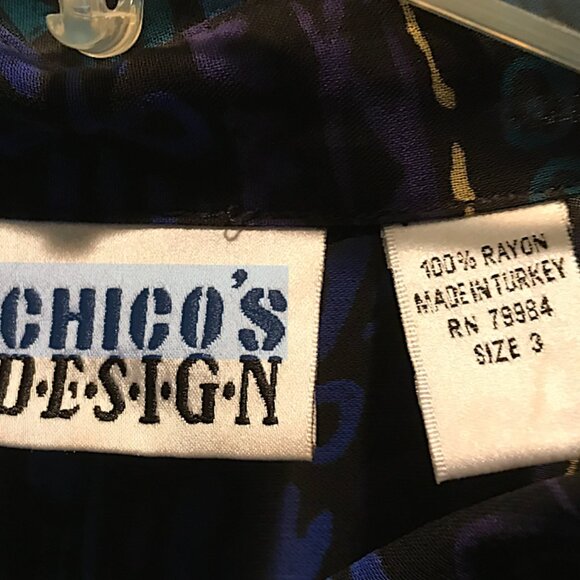 Chicos - Classic Colorful print sheer Rayon top Size 3 (size 16) - Picture 4 of 9